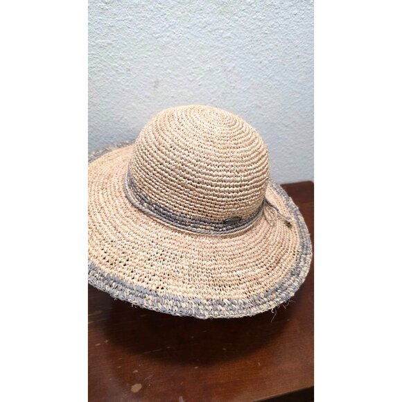 Wallaroo Women's Natural & Gray Raffia Sun Hat Wide Brim & Adjustable Fit - Picture 3 of 8
